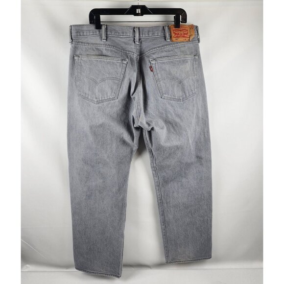 LEVIS 501 Jeans Mens 40x30 Red Tab Button Fly Gray Straight Leg - Picture 7 of 11